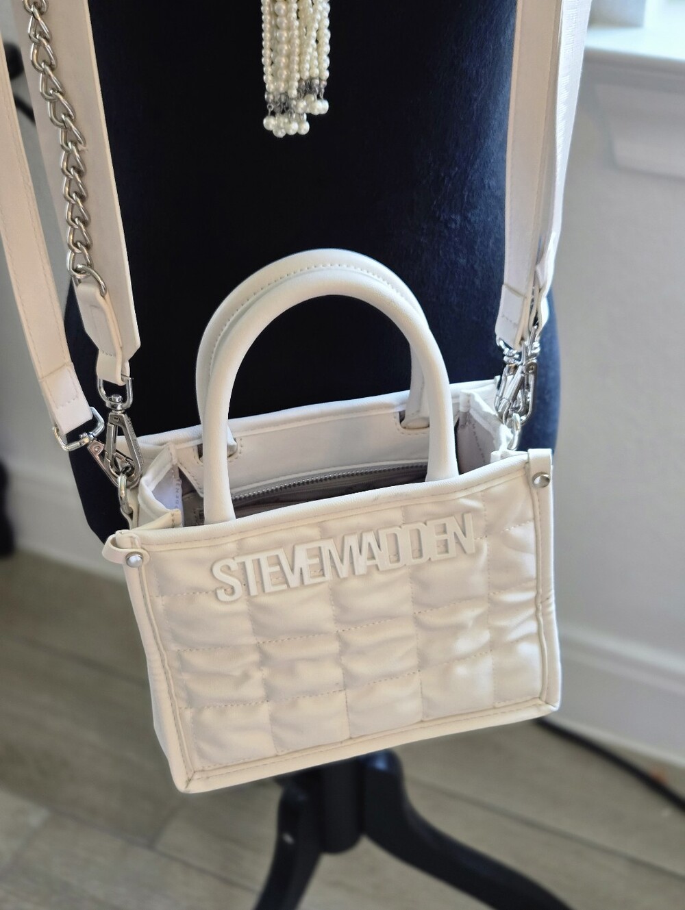 Steve Madden Bniko Quilted Vanilla Satchel